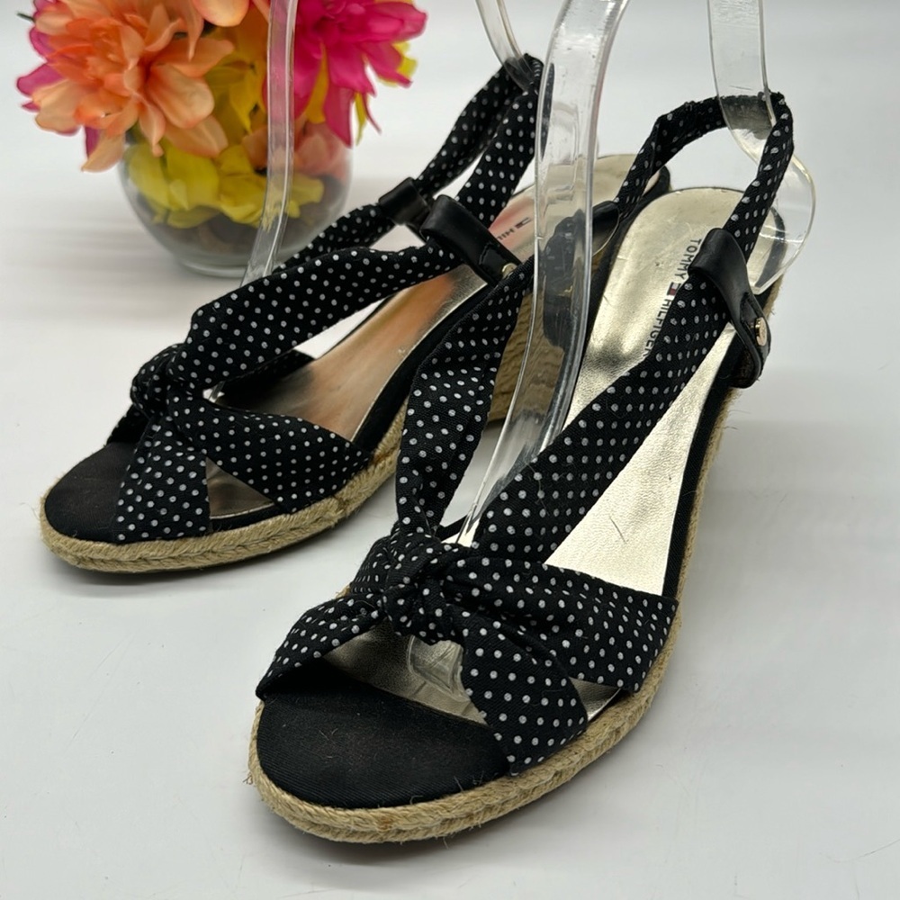 Tommy Hilfiger Black White Polka Dot Sandal Size 9 MCW7289D